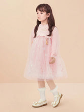 Balabala Balabala Girls' Chinese-Style Mesh Dress, Elegant Springwear For Young Girl